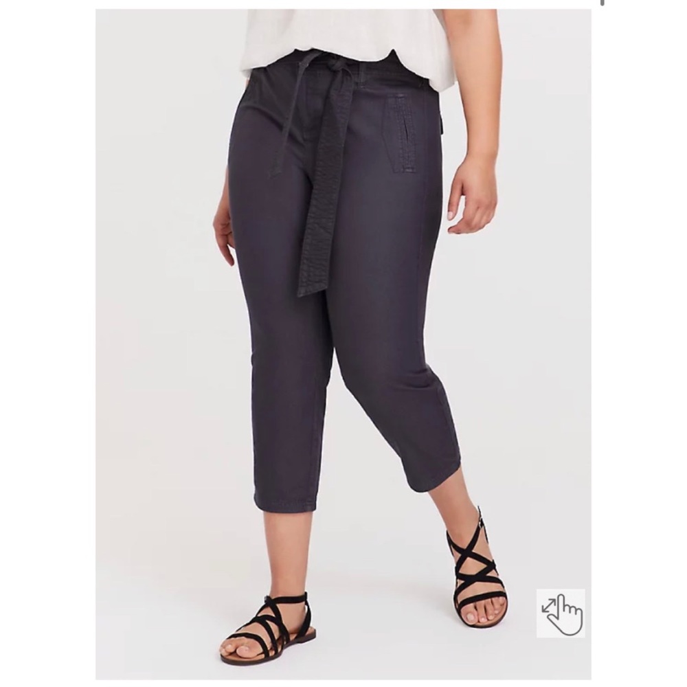 NEW Torrid 22 Crop Twill Self Tie Utility Pant - Dark Slate Grey